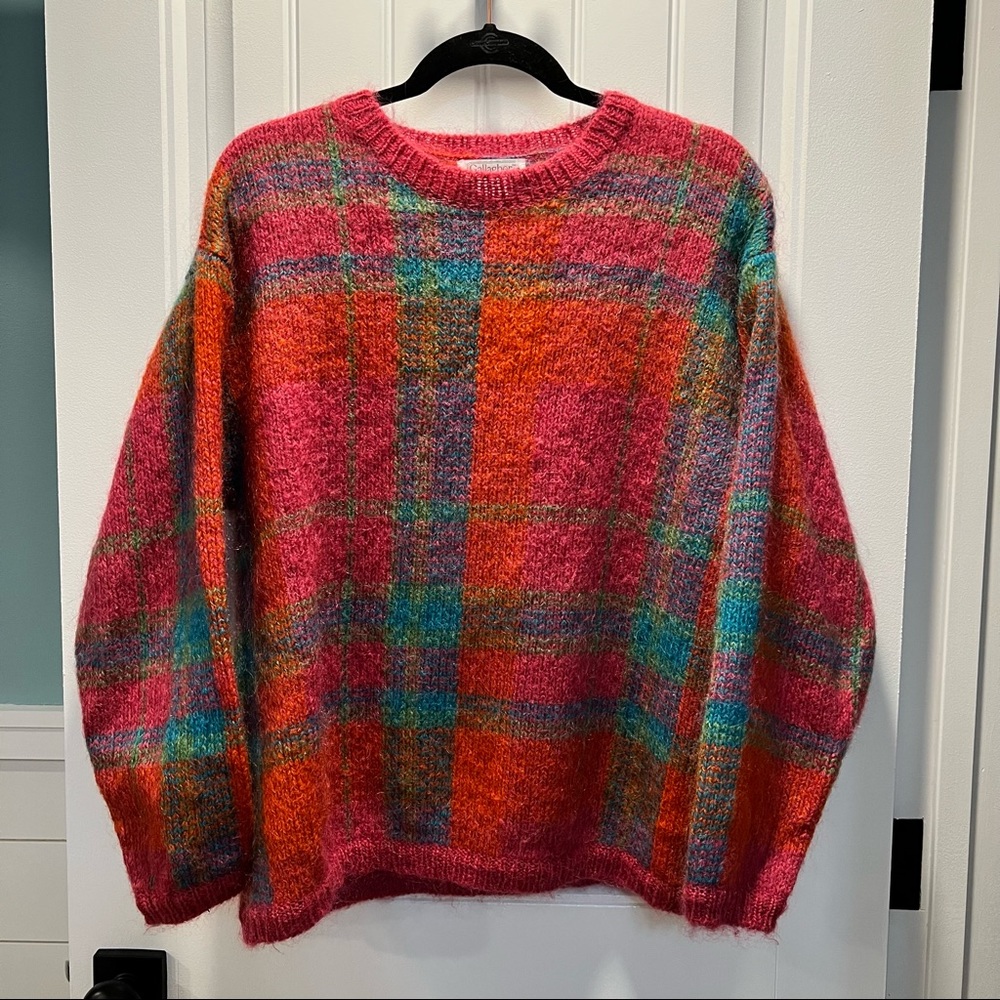 Gallagher Vintage Plaid Mohair Sweater - Size Large